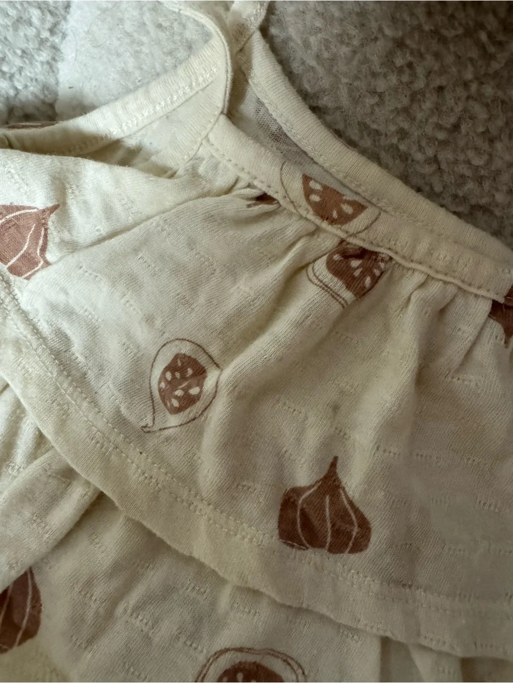 Cream Ruffle Baby One-Piece Bodysuit with Matching Sun Hat